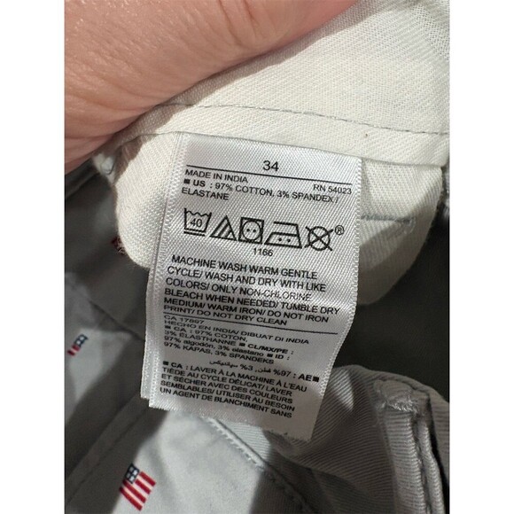 Old Navy Chino Shorts Men's 34 Light Gray American Flag Print Slim Fit - Picture 10 of 10